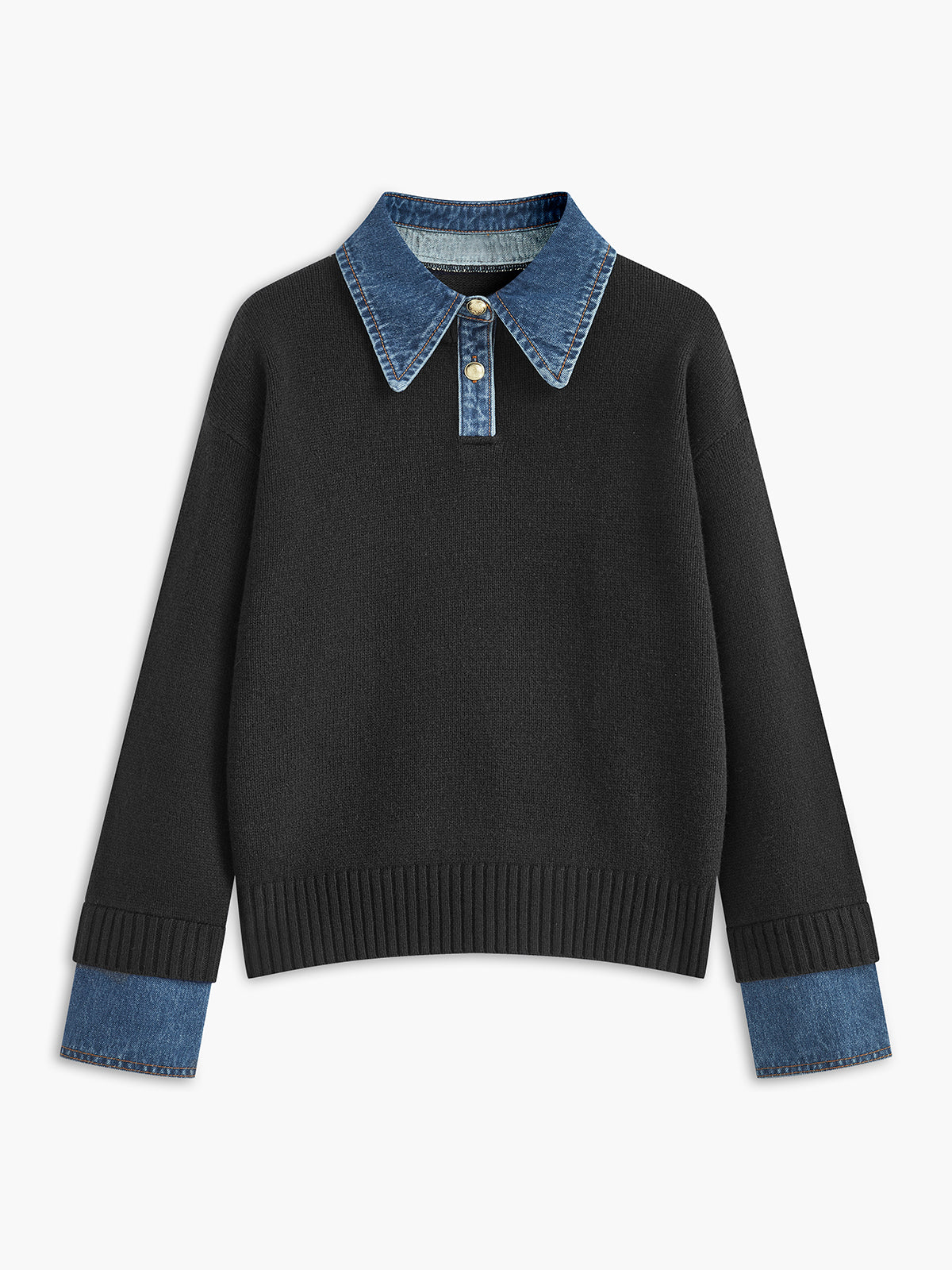 Charmaine | Denim-Collared Knit Sweater