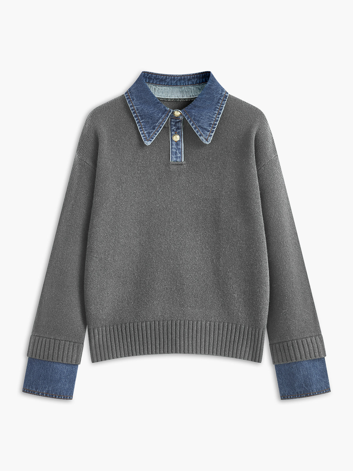 Charmaine | Denim-Collared Knit Sweater