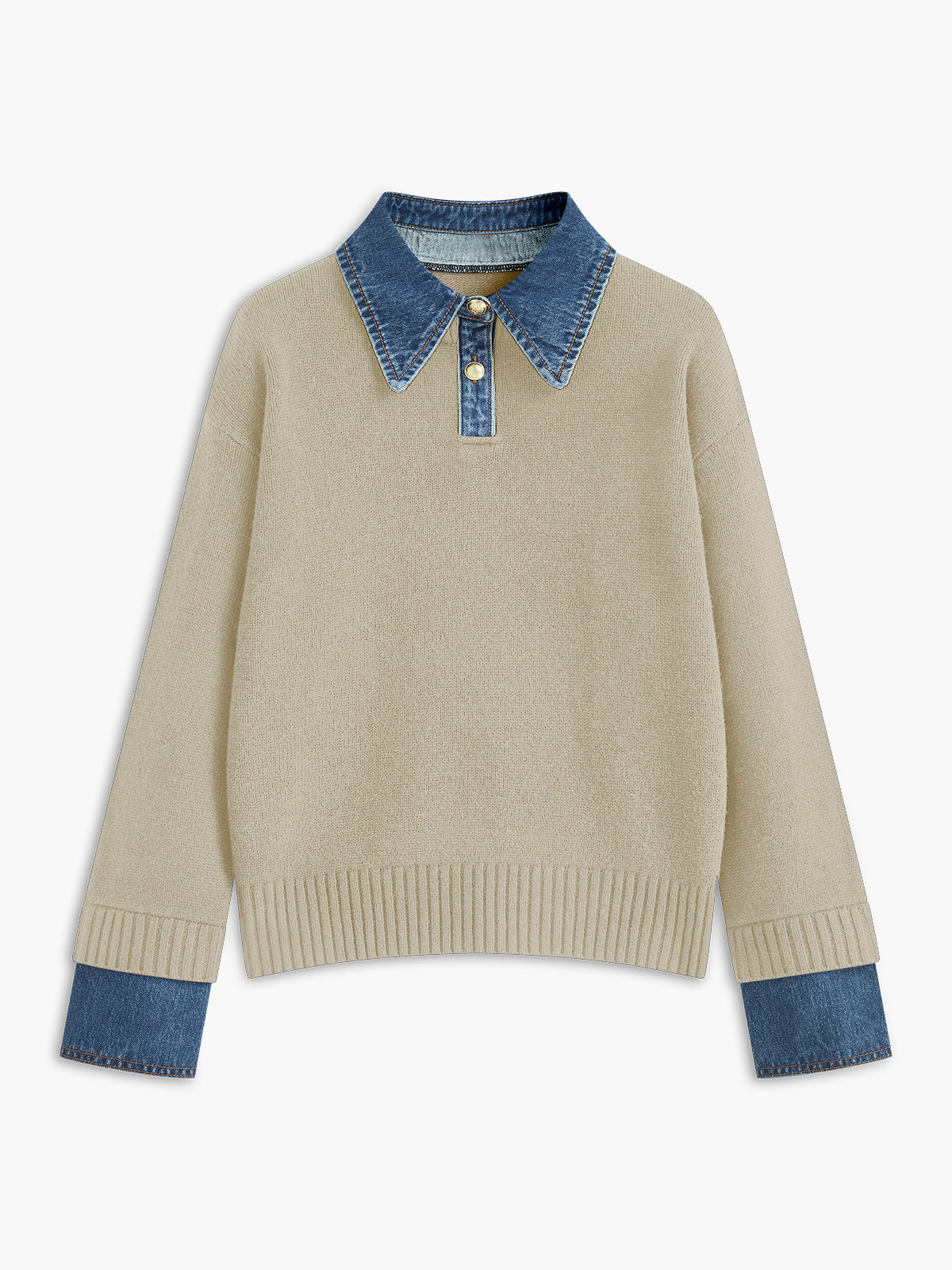 Charmaine | Denim-Collared Knit Sweater