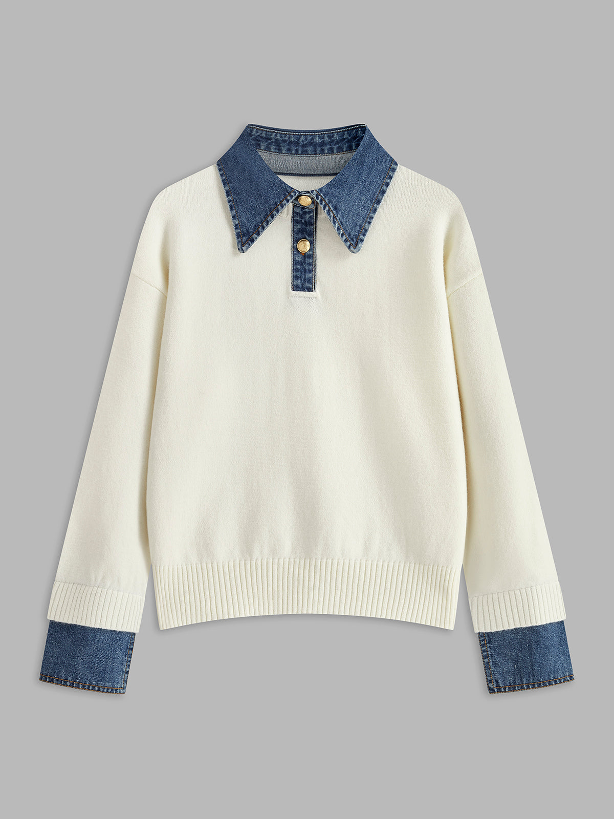 Charmaine | Denim-Collared Knit Sweater