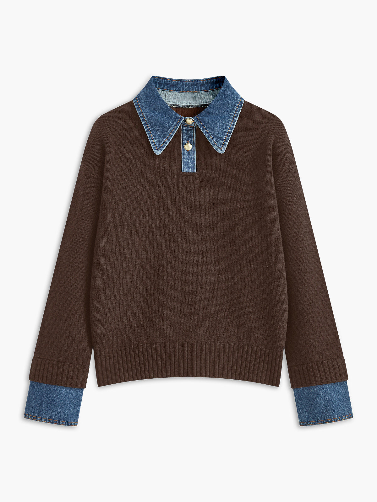 Charmaine | Denim-Collared Knit Sweater