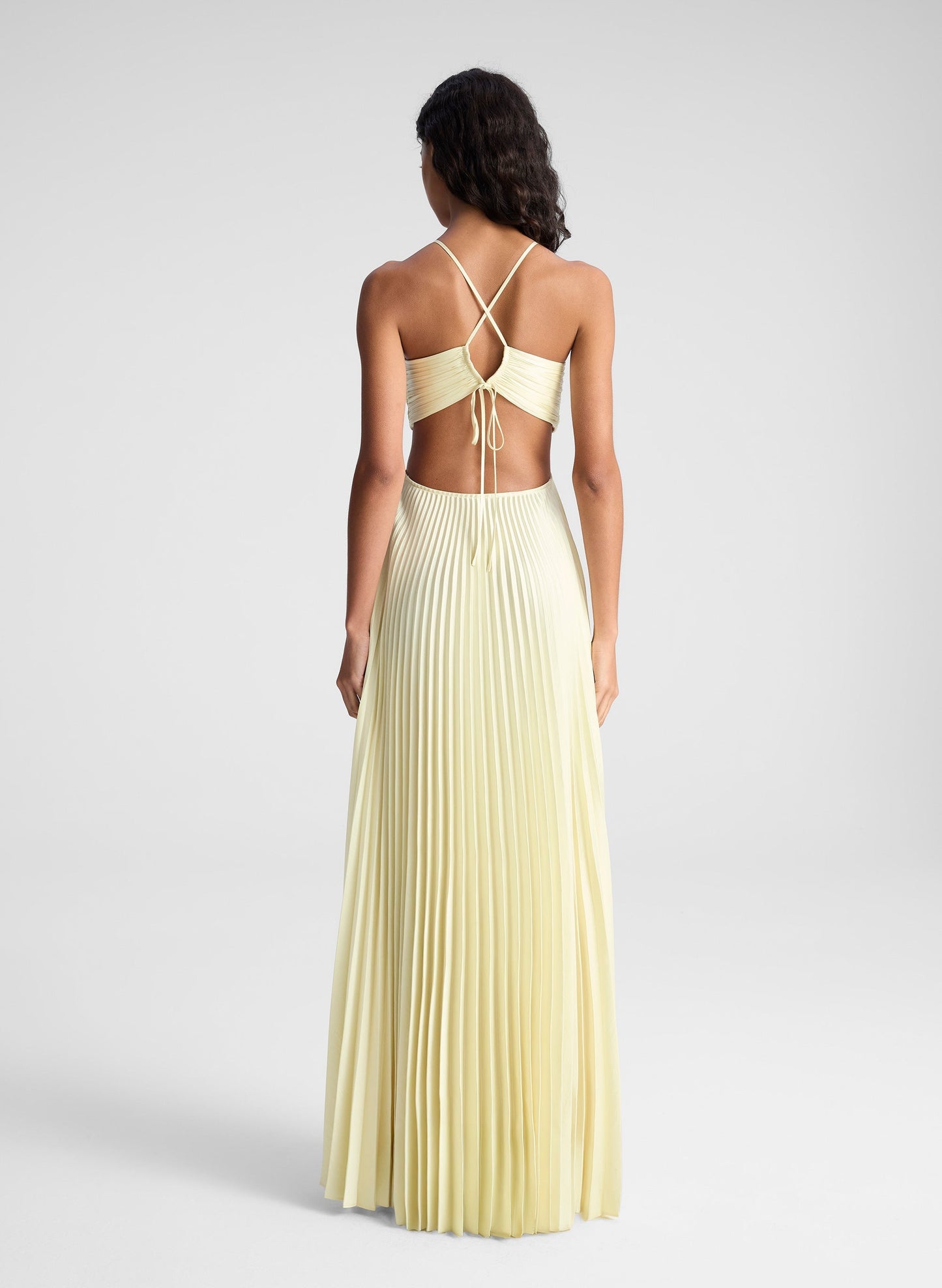 Solara Veil – Pleated Cut-Out Gown