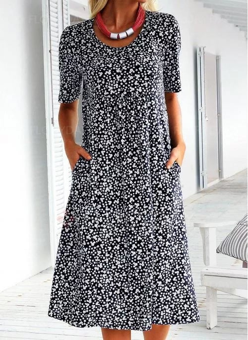Sabrina - Round Neck Floral Dress