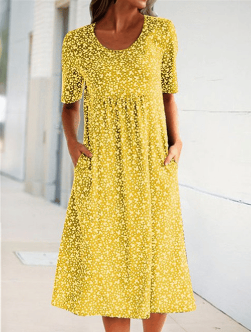 Sabrina - Round Neck Floral Dress