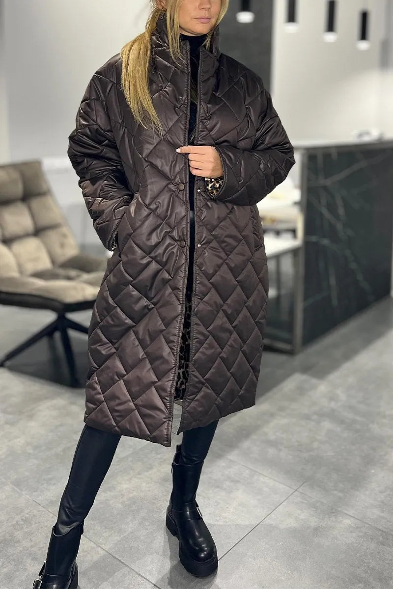 Ophelia™ – Reversible Quilted Coat with Leopard Lining