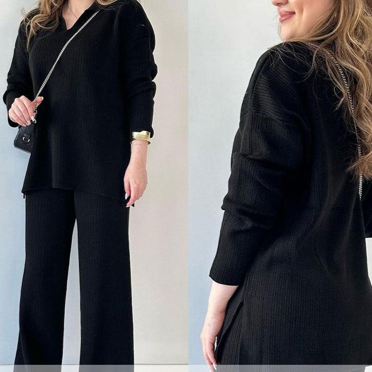 Luisa | Casual two-piece set with V-neck and slit