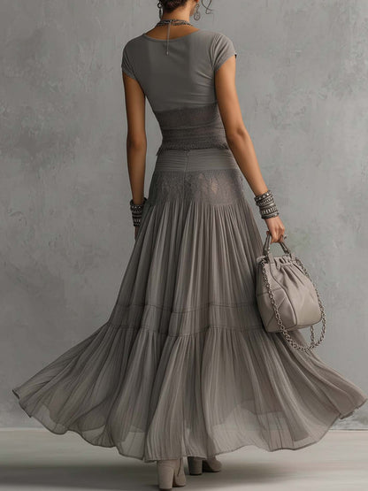 Selora Lace Panel Maxi Skirt Set