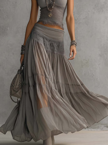 Selora Lace Panel Maxi Skirt Set