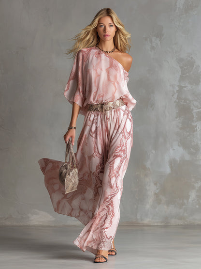Zaria Snake Print One-Shoulder Co-Ord Set