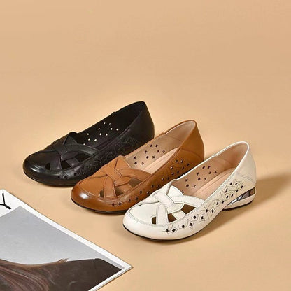 Aveline Cutout Leather Slip-On Shoes