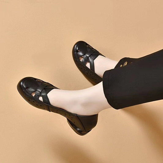 Aveline Cutout Leather Slip-On Shoes