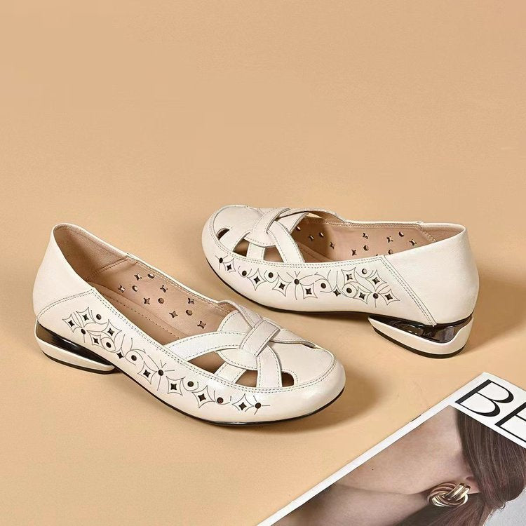 Aveline Cutout Leather Slip-On Shoes