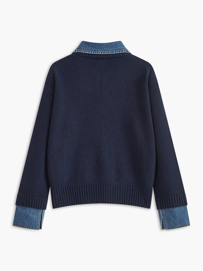 Charmaine | Denim-Collared Knit Sweater