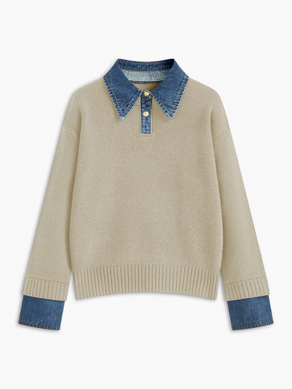 Charmaine | Denim-Collared Knit Sweater