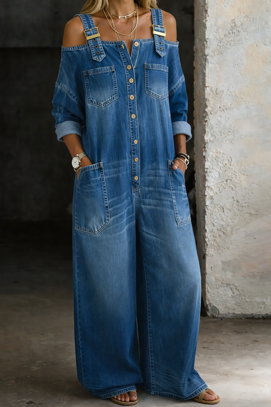 Elira Strapless Denim Jumpsuit