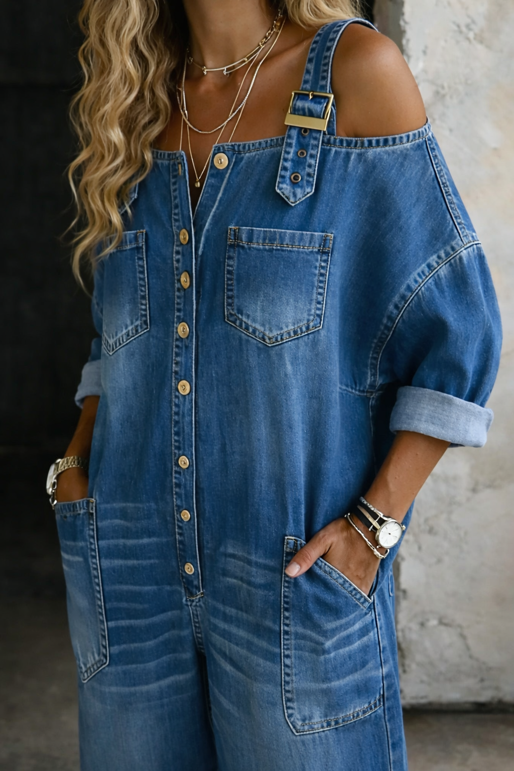 Elira Strapless Denim Jumpsuit