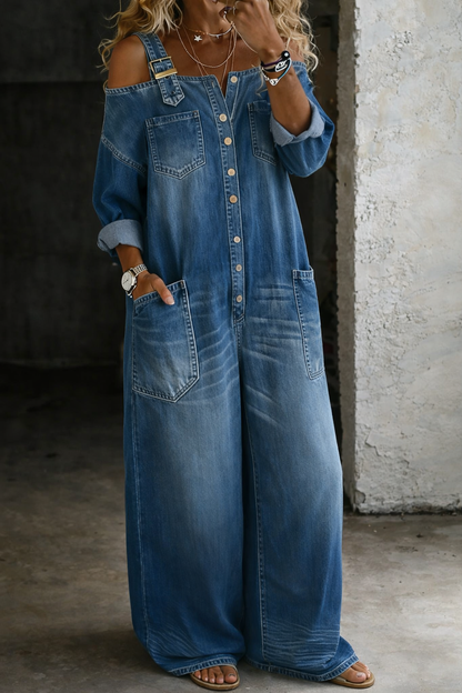 Elira Strapless Denim Jumpsuit