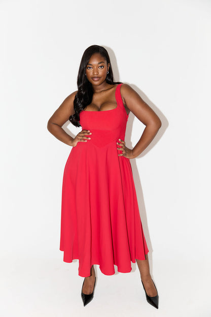 Maréva – Elegant Midi Flow Dress