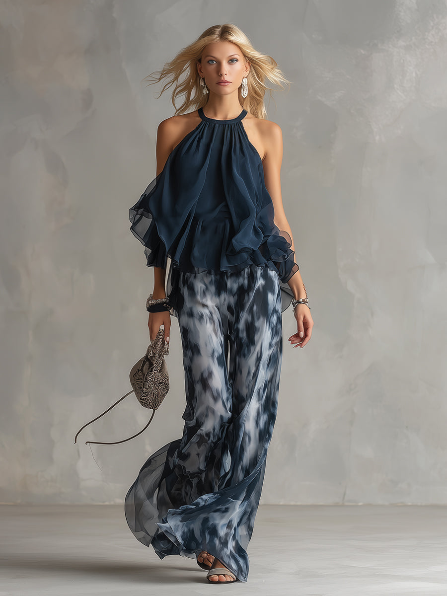 Elara Elegant Flowing Top & Wide-Leg Trouser Set