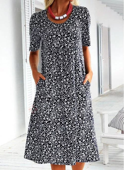 Sabrina - Round Neck Floral Dress