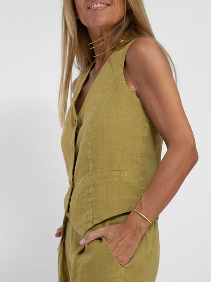 Lauren - Buttoned Vest & Wide-Leg Trousers Set