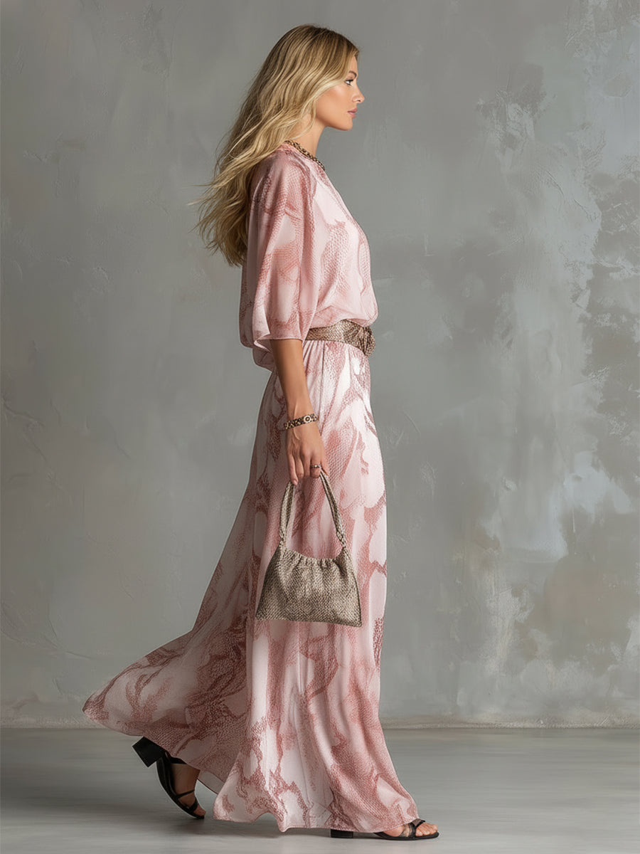 Zaria Snake Print One-Shoulder Co-Ord Set