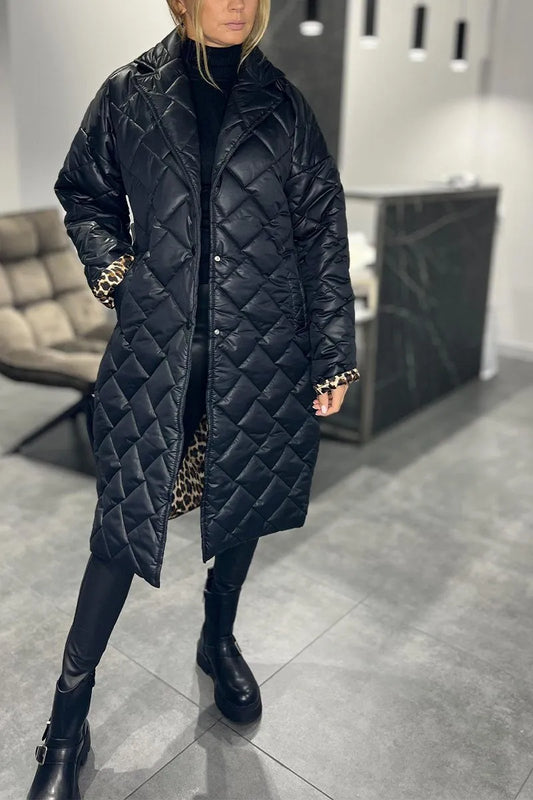 Ophelia™ – Reversible Quilted Coat with Leopard Lining
