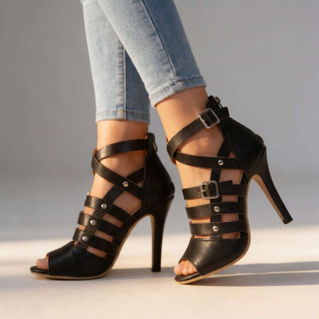 Elena Cross-Strap Open Heels