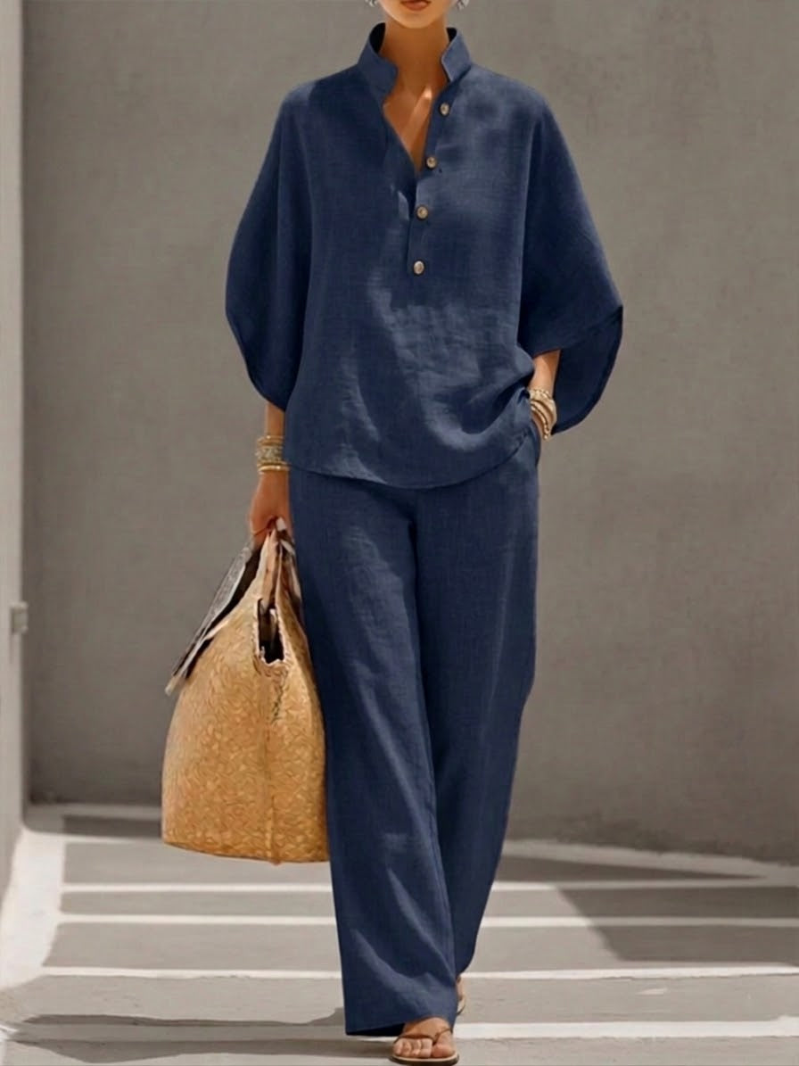 Selora Batwing Sleeve Wide-Leg Suit Set