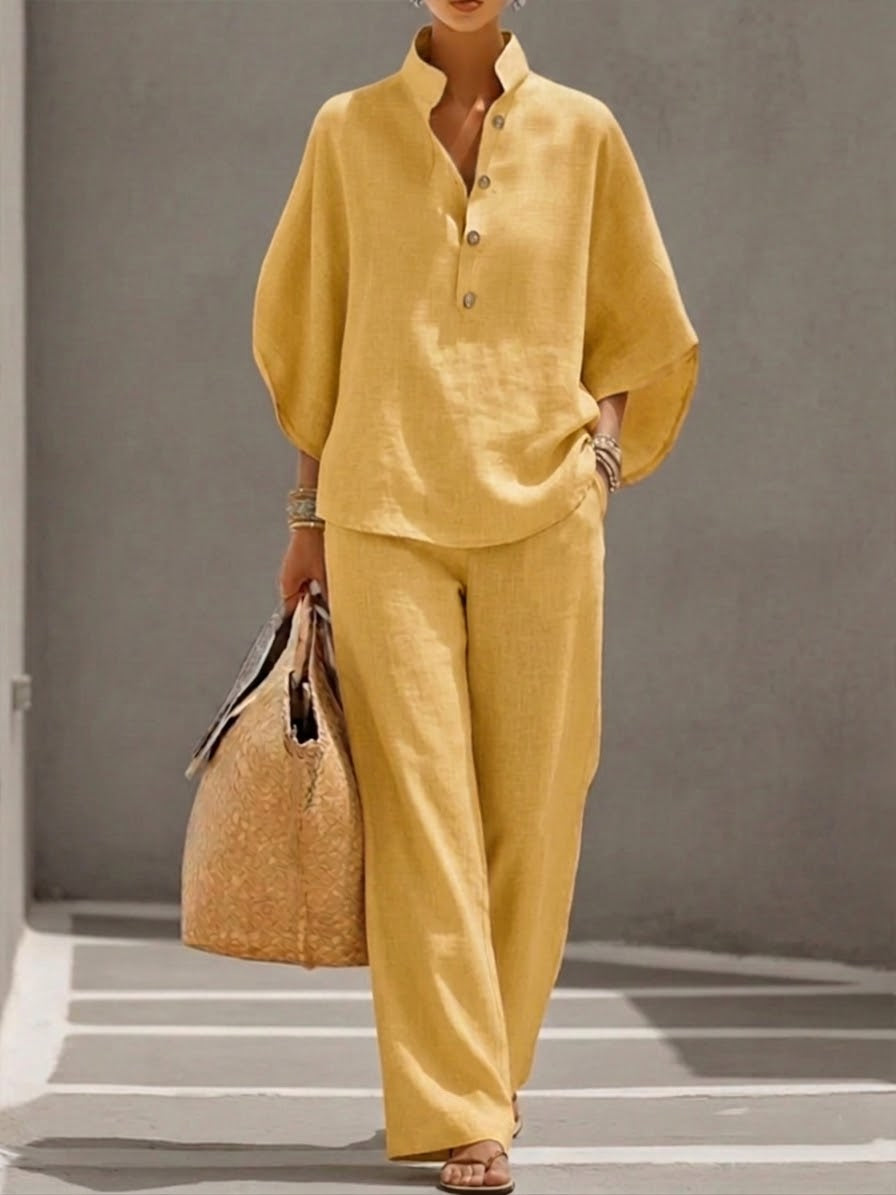 Selora Batwing Sleeve Wide-Leg Suit Set