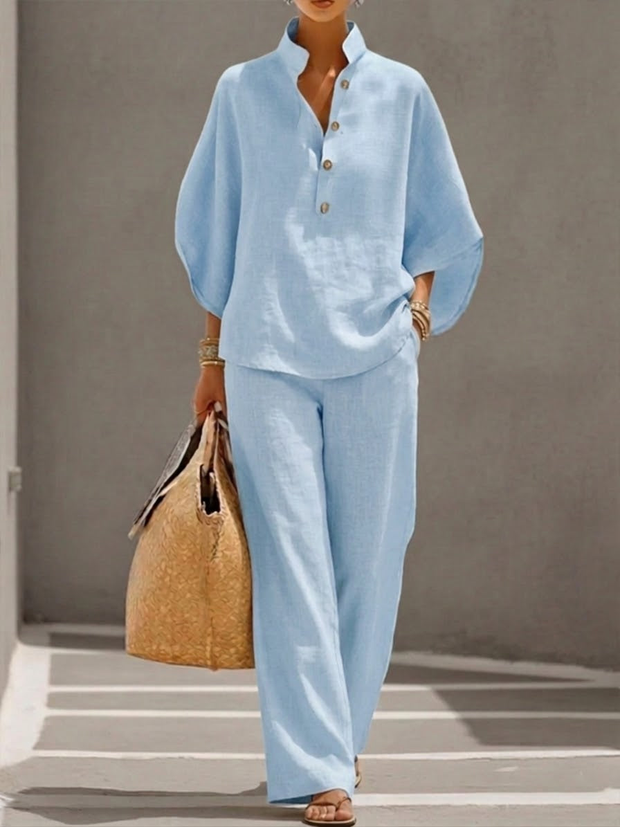 Selora Batwing Sleeve Wide-Leg Suit Set