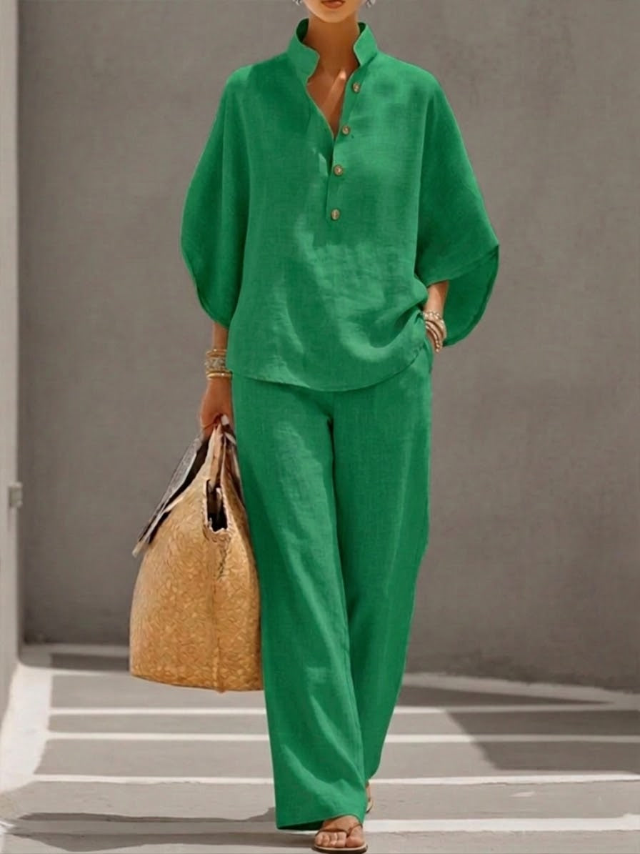Selora Batwing Sleeve Wide-Leg Suit Set