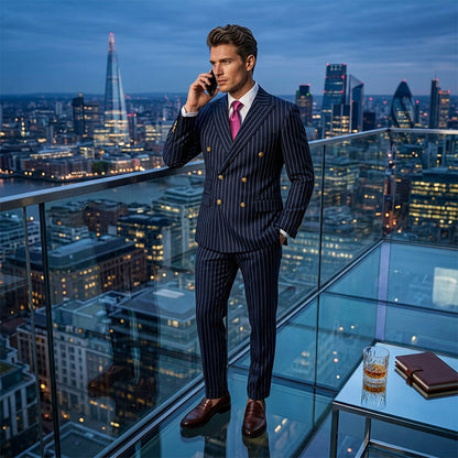 Adrian Double-Breasted Pinstripe Suit Set