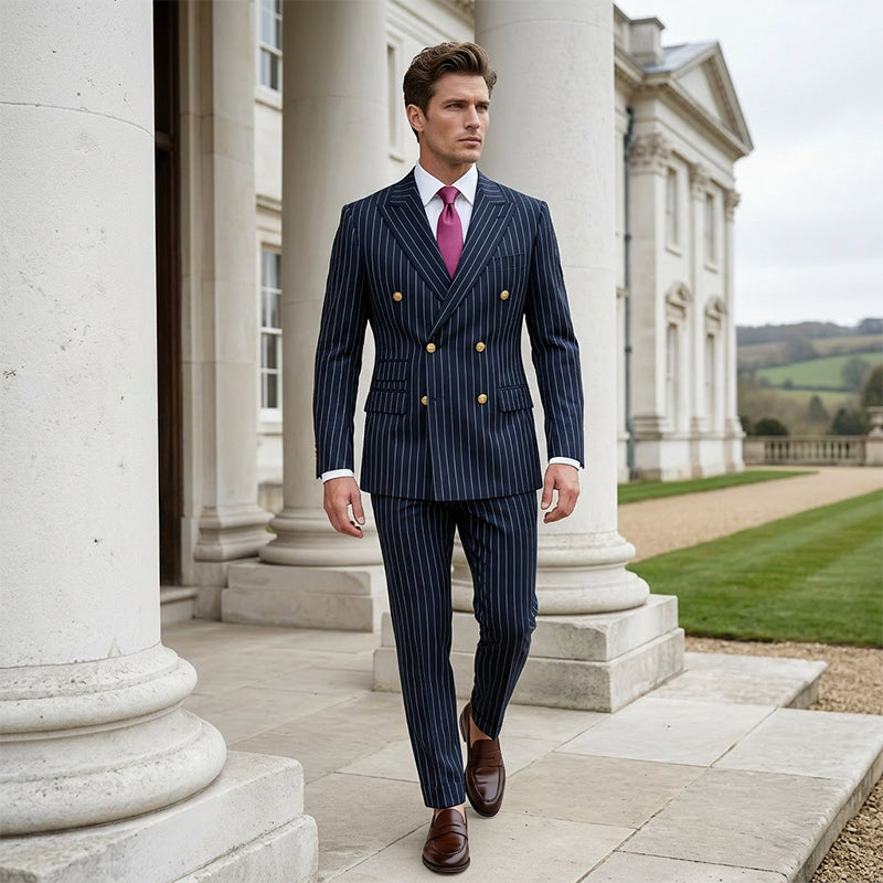 Adrian Double-Breasted Pinstripe Suit Set