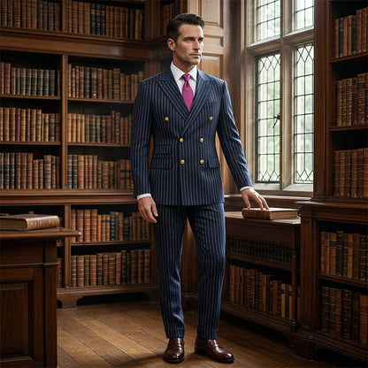 Adrian Double-Breasted Pinstripe Suit Set