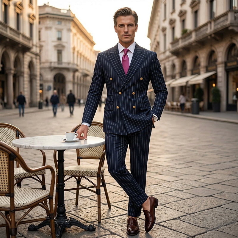 Adrian Double-Breasted Pinstripe Suit Set