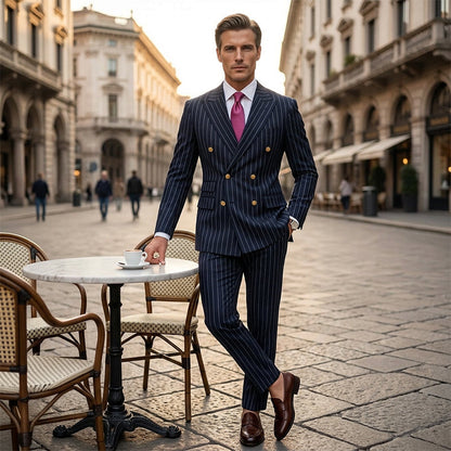Adrian Double-Breasted Pinstripe Suit Set