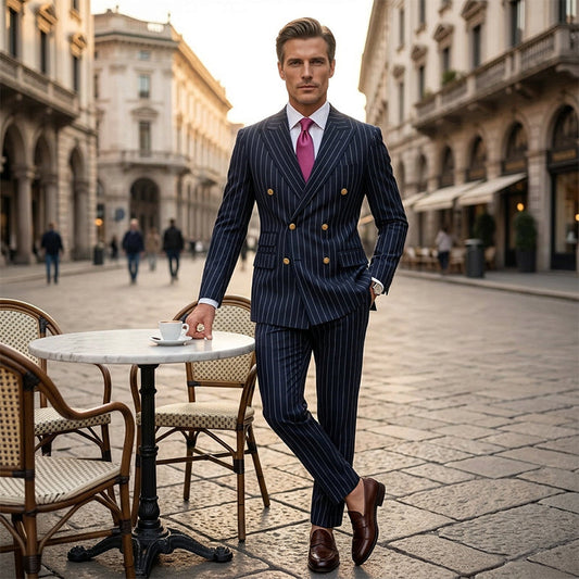 Adrian Double-Breasted Pinstripe Suit Set
