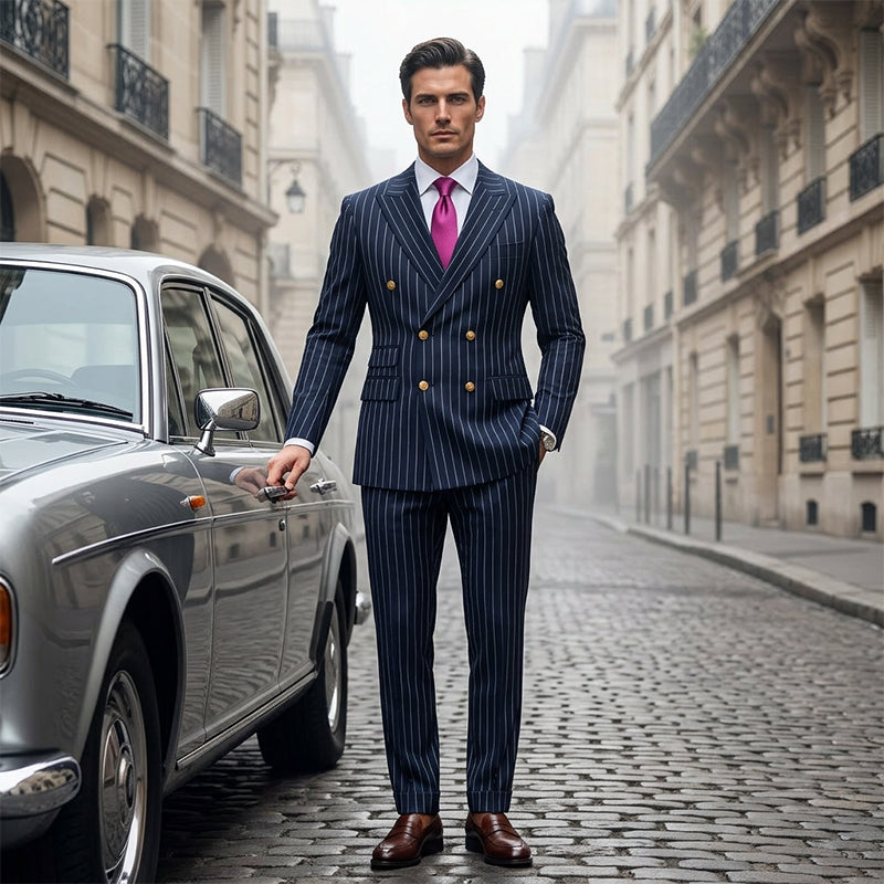 Adrian Double-Breasted Pinstripe Suit Set