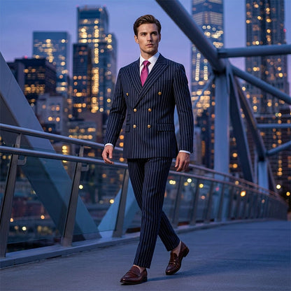 Adrian Double-Breasted Pinstripe Suit Set