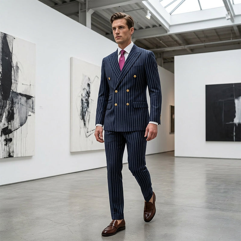 Adrian Double-Breasted Pinstripe Suit Set