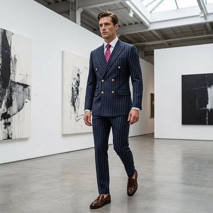 Adrian Double-Breasted Pinstripe Suit Set