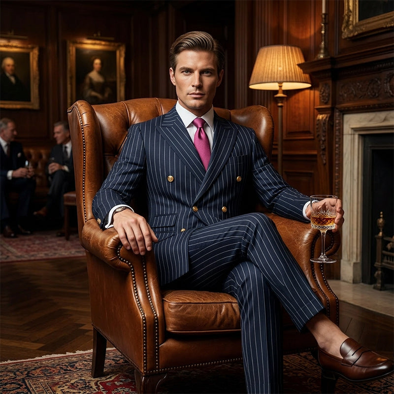 Adrian Double-Breasted Pinstripe Suit Set
