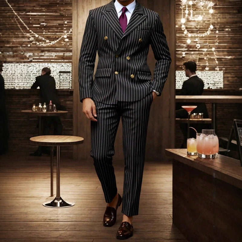 Adrian Double-Breasted Pinstripe Suit Set