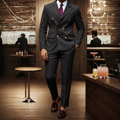 Adrian Double-Breasted Pinstripe Suit Set