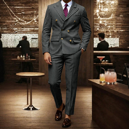 Adrian Double-Breasted Pinstripe Suit Set