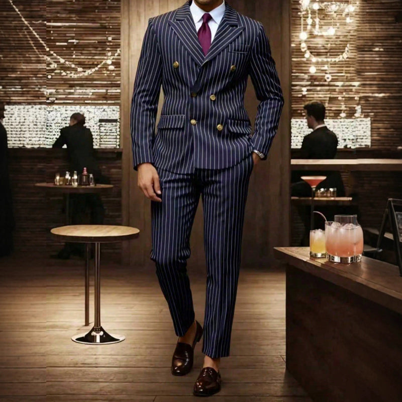 Adrian Double-Breasted Pinstripe Suit Set
