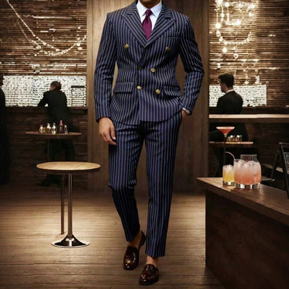 Adrian Double-Breasted Pinstripe Suit Set