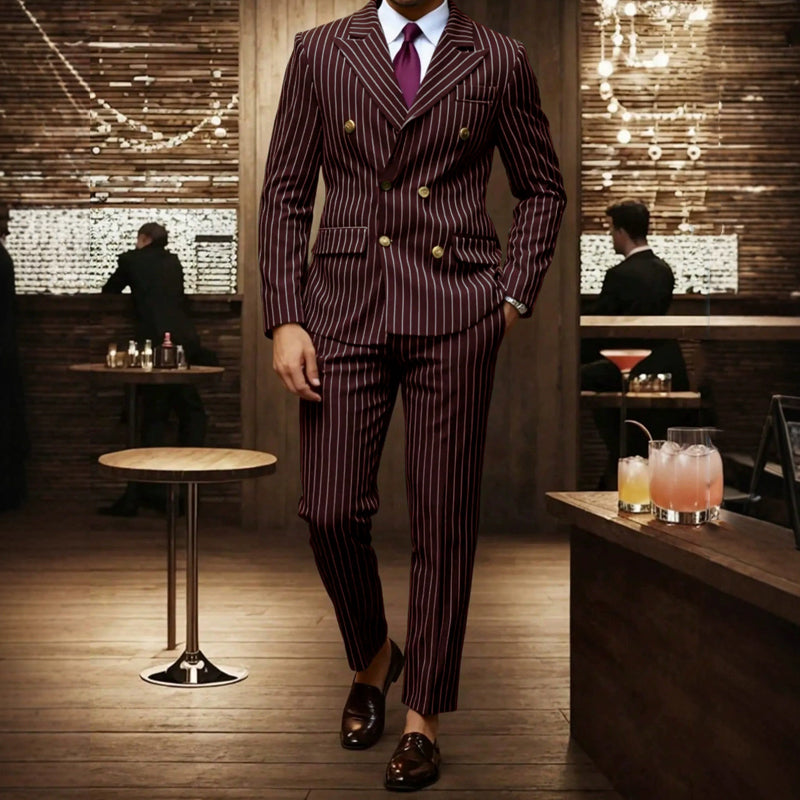 Adrian Double-Breasted Pinstripe Suit Set