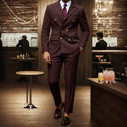 Adrian Double-Breasted Pinstripe Suit Set